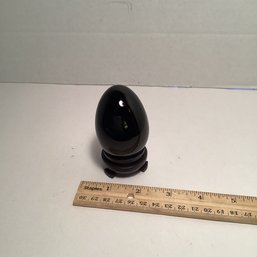 Highly Polished Black Onyx Egg With Stand