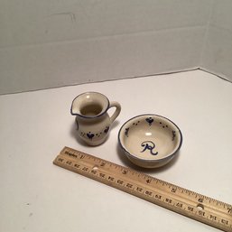 Small Wash Basin And Pitcher, Doll House Size, Ceramic