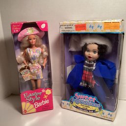 2 Vintage Dolls In Boxes, Easter Barbie Plus More, 1990s