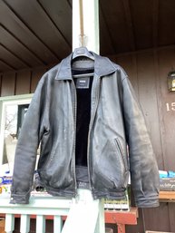 Vintage Black Leather Jacket With Liner, Mens XL, See Pics