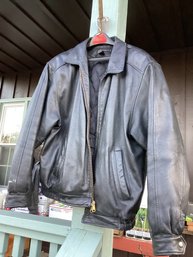 Vintage Black/dark Brown Mens Leather Jacket, XL