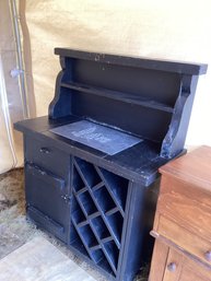 Wooden Bar Cupboard With Wine Rack, Solid Wood With Slate Top, NO SHIPPING.