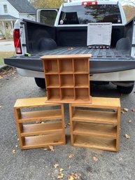 3 Small, Solid Wood Shelving/display Bookcases, NO SHIPPING.