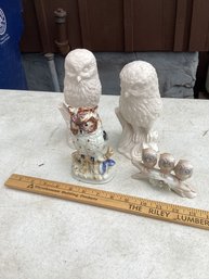 Porcelain And Ceramic Owls