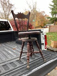 Beautiful Antique Piano Stool, Ball And Claw