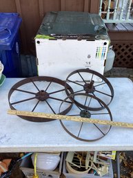 3 Large Iron Wheels, NO SHIPPING