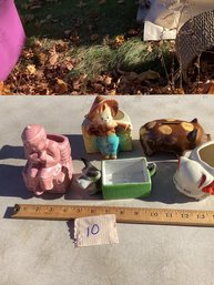 LOT 10, Mid Century Ceramic Planters And Piggy Bank