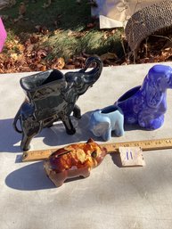 LOT 11, Mid Century Ceramic Planters And Piggy Bank, Elephant, NO SHIPPING