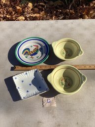 LOT 12, Rooster Plate, Mid Century Bowls, Etc.