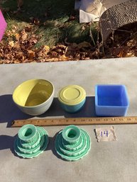 LOT 14, Mid Century Ceramics And Glassware, GE  And Westinghouse Fridge Ware