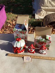 LOT 33, Retired Department Covered Bowl, S And P Shakers, Life Is Just A Bowl Of Cherries, W/ Box, NO SHIPPING