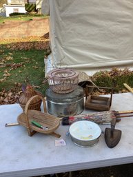 LOT 43, Chines Paper Umbrellas, Collapsible Wood Basket, Other Baskets, Etc., NO SHIPPING