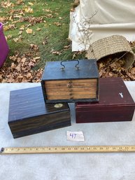 LOT 47, Wooden Humidors (2), Antique Mahjong Box-as Is, NO SHIPPING