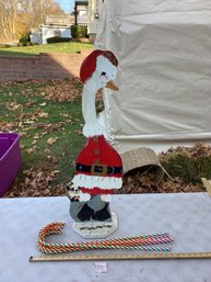 LOT 54, Vintage Christmas, Painted Wood Duck Santa, Celluloid Candy Canes, NO SHIPPING