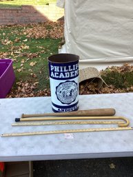 LOT 55, Vintage Baseball Bat, Cane, Yardsticks, Etc., NO SHIPPING