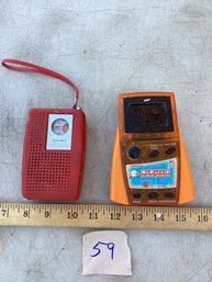 LOT 59, Vintage Electronics, Radio, Handheld Pac Man, Both Untested