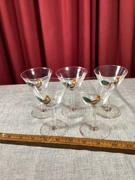 5 Hand-blown Bohemian Cocktail Glasses (4.5 Inch), MED. BOX SHIP