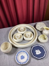 Vintage Pottery And Ceramic Lot, Balleek, Czech, Wedgwood, Etc., NO SHIPPING