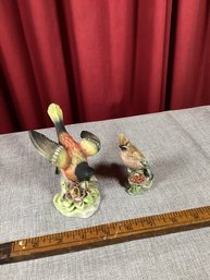 2 Vintage Porcelain Bird Figurines, Royal Adderly And Royal Worcester, MED. BOX SHIP