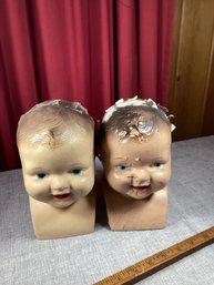 Antique Composition Mannequin Baby Heads, As Found, NO SHIPPING