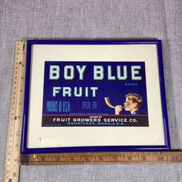 Framed Fruit Vegetable Crate Packaging Label, Blue Boy Fruit