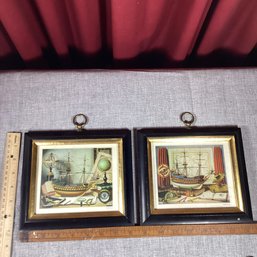 2 Vintage Marine Prints By Charles Cerny, Framed, Wall Hanging