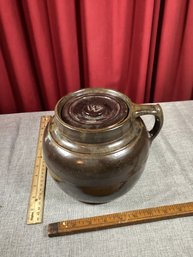 Antique Stoneware Bean Pot With Orig. Lid, Uncommon, NO SHIPPING