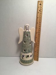 Vintage Boleslawsca Wiza  Polish Pottery Angel Luminary, 2 Pc