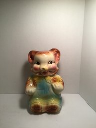 Vintage Ceramic Teddy Bear Cookie Jar, Mid Century