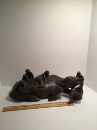 Asian Carved Wood Sculpture, Water Buffalo, Some Repairs