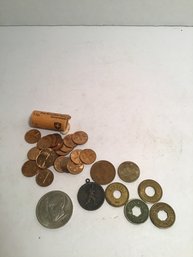 Vintage Foreign Coins And Tokens Lot