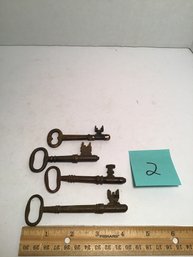 Antique Skeleton Key LOT 2, Solid Brass, Large (4)