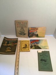 Small Book Lot, Hartford And Boston Postcards, Antique Game Directions, Etc.