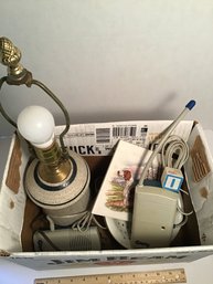 Vintage Box Lot (I), Lamp, Baby Monitors, Tile, Etc.