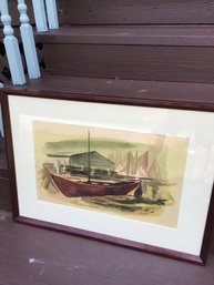 Original Watercolor, -Howard-, Nautical Scene, Sailboat, 25x18