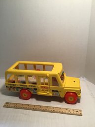 1965 Fisher Price Wood And Plastic School Bus, Working