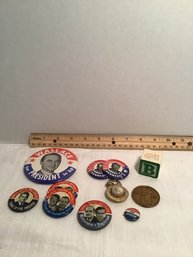 Vintage SMALLS LOT B, Political, Presidential, Pinback Buttons, Etc.