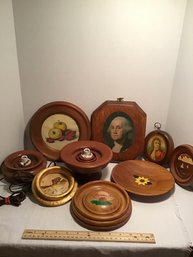 Vintage Hand Crafted Wood Art, Lathed And Plaques, Lamps