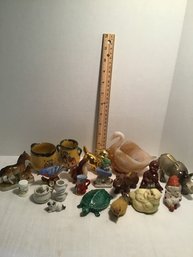 Vintage Decorative Objects Lot, Porcelain Figurines, Black Americana, Slag Glass