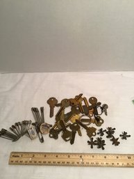 Brass Keys, Safety Pins, Jacks, Good For Crafting