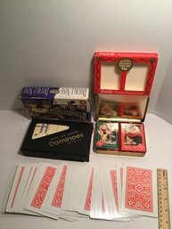 Vintage Games Lot, Double Nine Dominoes, Coca Cola Set, Oversized Playing Cards