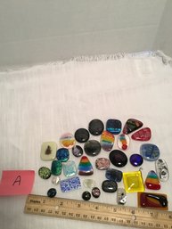 LOT A, Hand-crafted Dichroic And Fused Glass Cabochons, Jewelry, Crafting, Etc.