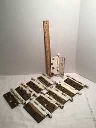 10 Reclaimed Solid Brass Hinges, 4 Inch