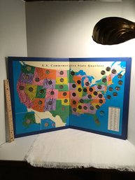 Vintage US Commemorative State Quarters On Collector Board