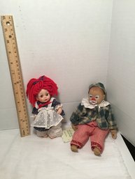 2 Vintage Dolls, Effanbee With Red Hair And Clown