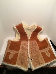 Vintage Suede Western Style Vest, Mexico, New Condition