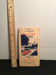 1929 Standard Oil Road Map Of New England, Fold Out, Good Cond.