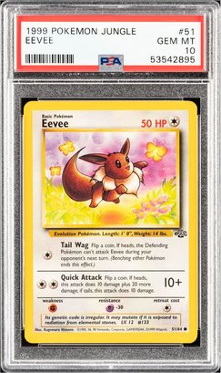 1999 Pokemon Jungle #51 Eevee  PSA GEM MT 10