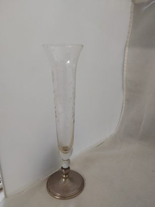 Sterling And Glass Vase