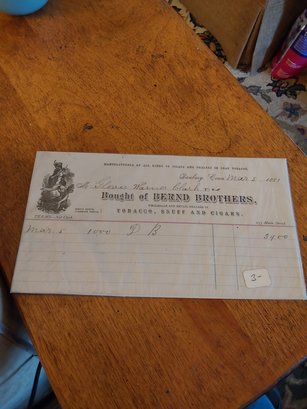Bought Of Bernd Brothers Wholesale Merchant Receipt 1881